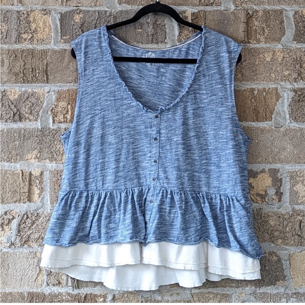 Pilcro Chrissy Striped Layered Babydoll Tank Top Size Large - Picture 7 of 8